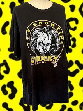 Chucky "It's Showtime" Black Graphic Tee XL Child’s Play Horror